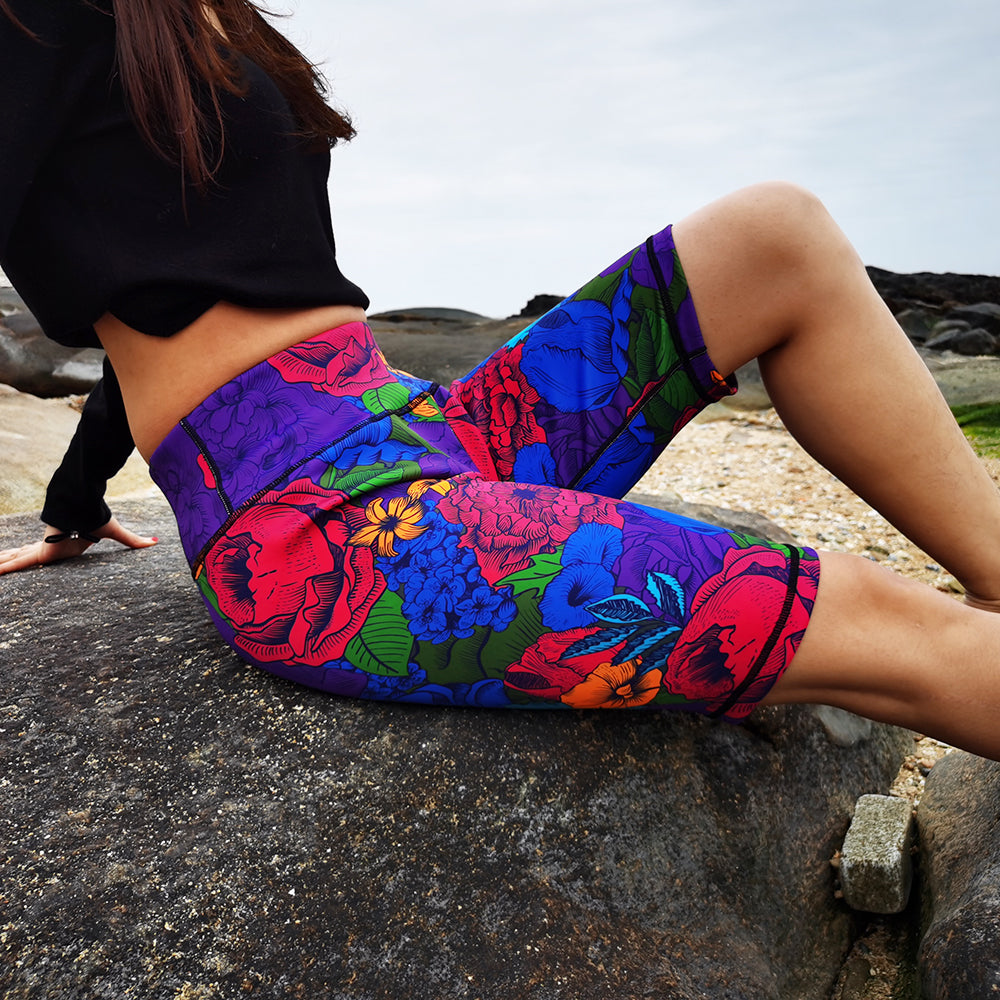 Sportswear Women Yoga Shorts Yoga Pants Floral Print Leggings Elastic – DEC  FABRIC