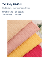 Solid 7x5 Poly Rib Knit