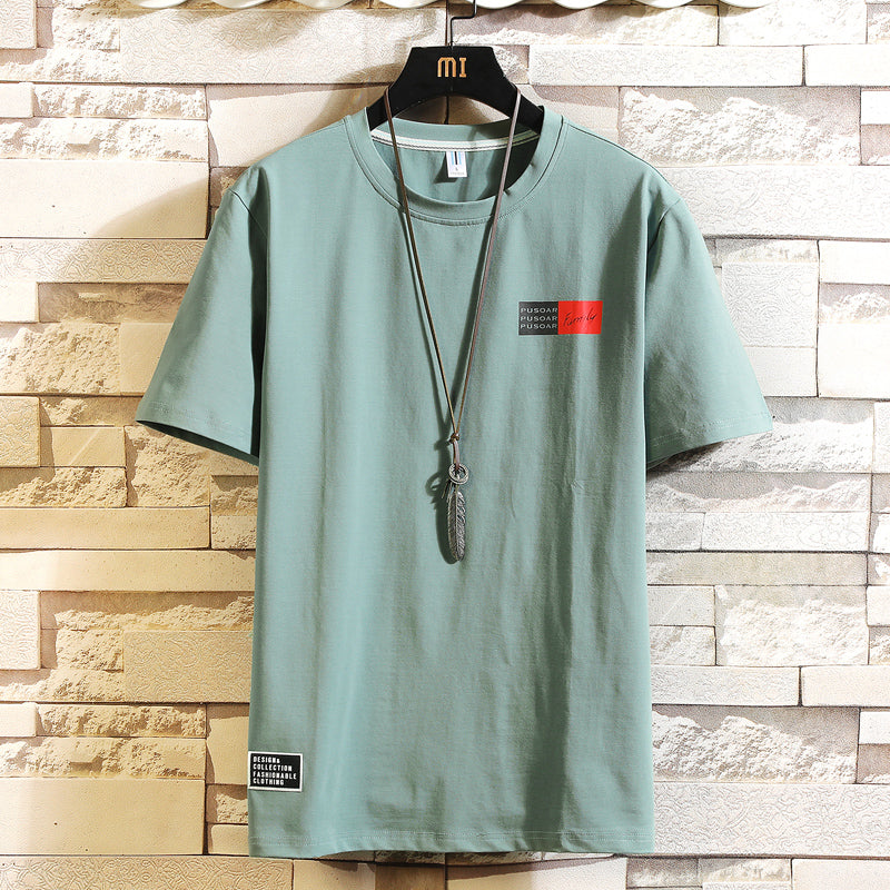 Light Green Regular Multicolor Men 190g 95% Cotton Spandex T Shirt