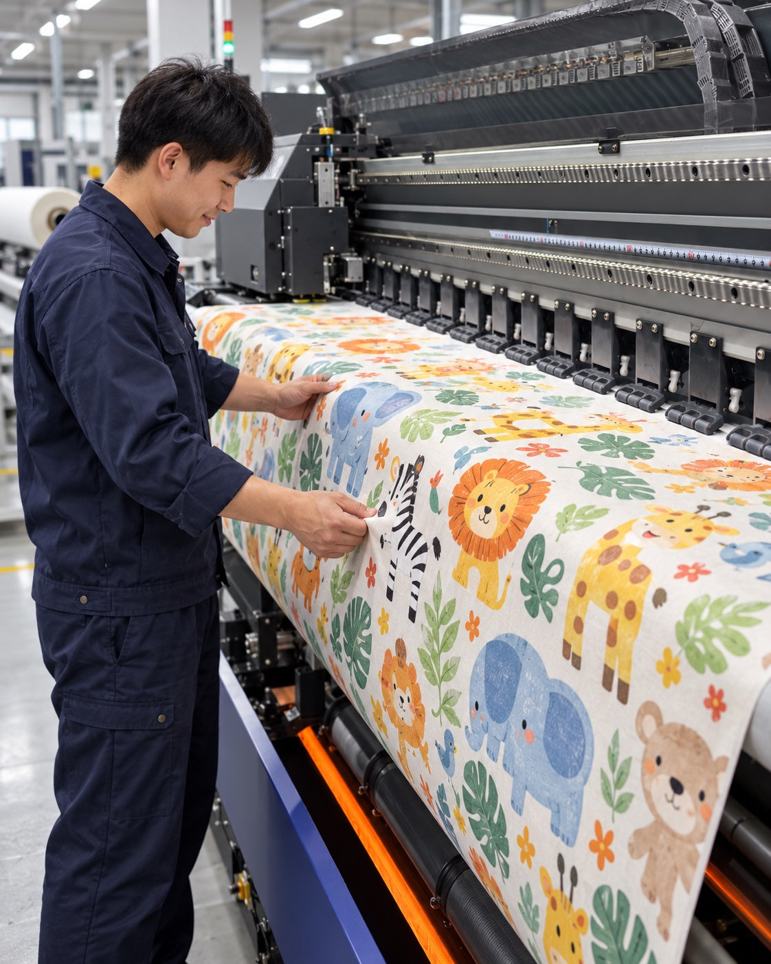 Fabric design studio with colour swatches