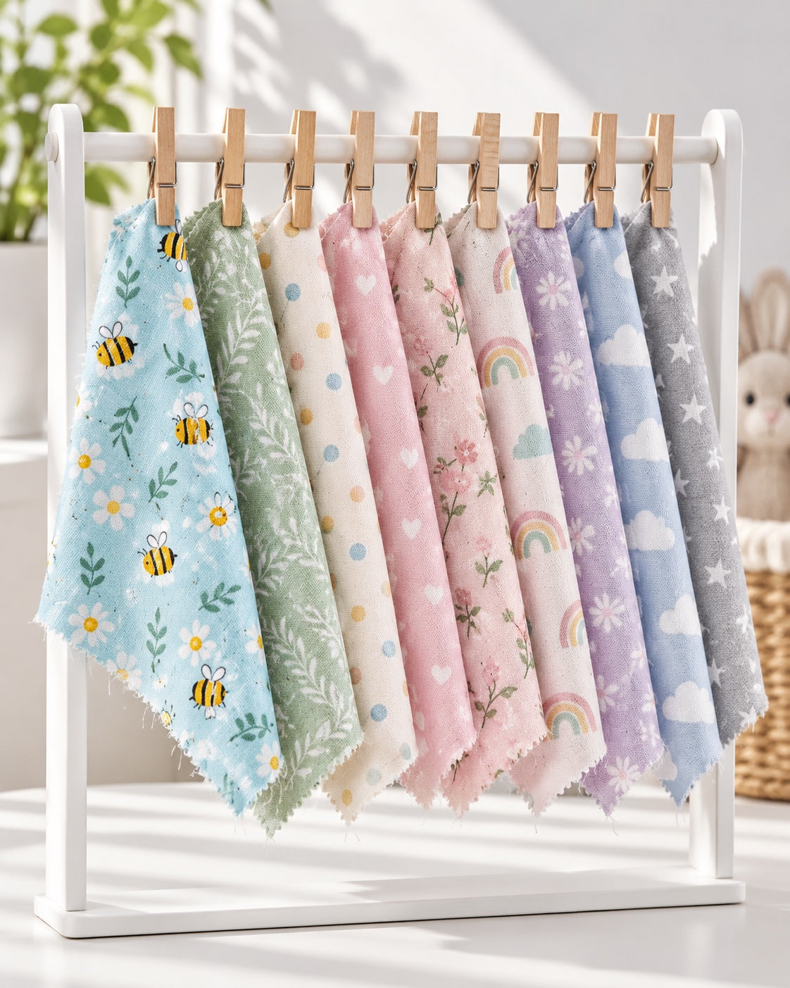 Curated fabric sample wall