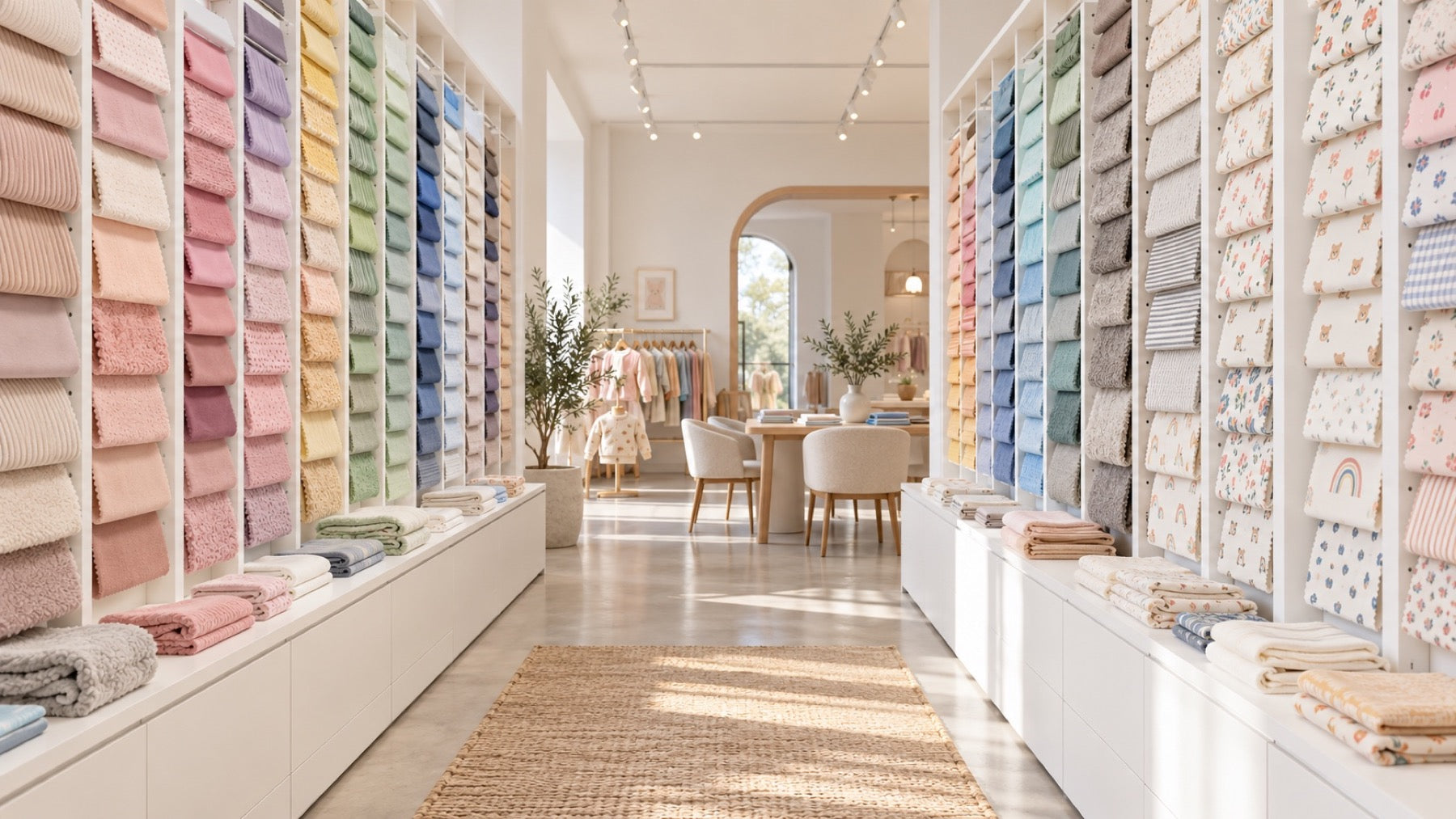 Concept visual of a curated fabric sample wall